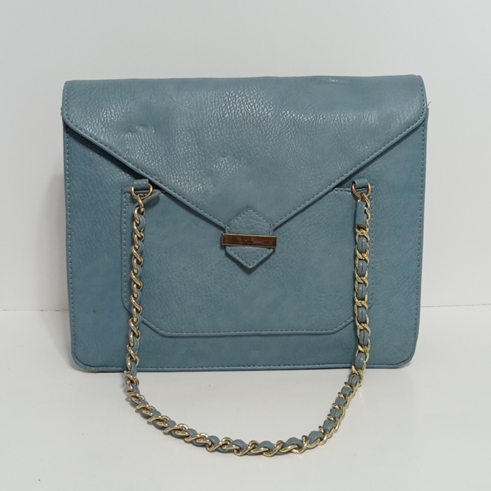 Olivia & Joy Blue Vegan Faux Leather Chain Strap Purse Shoulder Bag